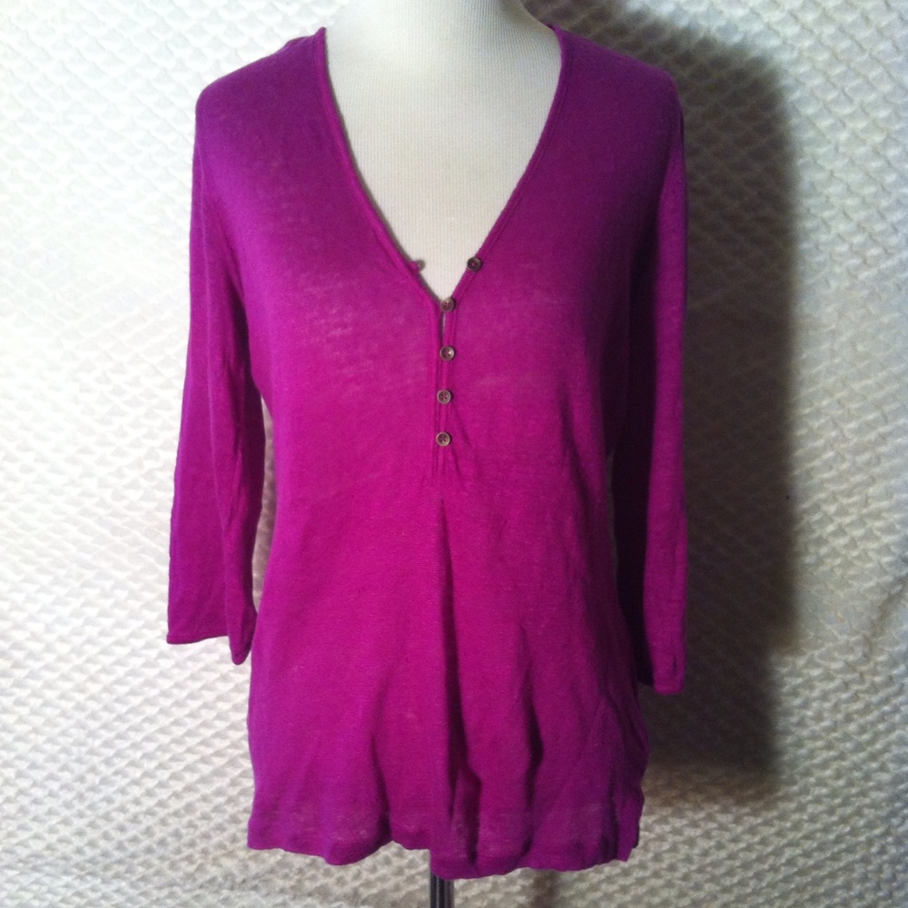 100% Linen Lauren Ralph Lauren 3/4 Sleeve Top